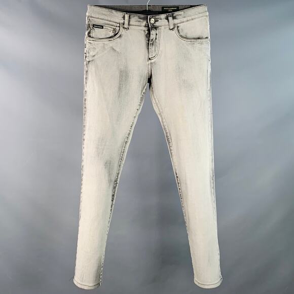 DOLCE & GABBANA Size 30 Grey Cotton Blend Twill Skinny Zip Fly Jeans - Picture 1 of 9